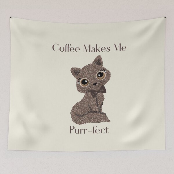 Item preview, Coffee Makes Me Purr-fect-Coffee Lovers-Cat Lovers-Coffee Gifts, Art Colory designed and sold by artcolory.