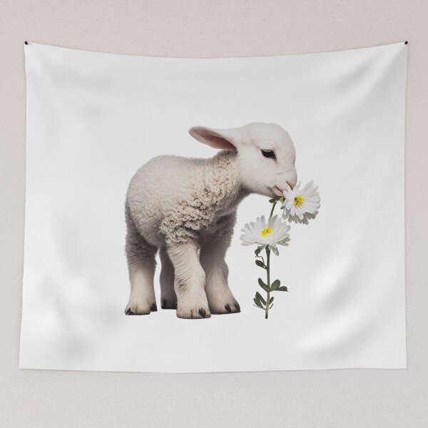 Item preview, Cordero con una flor designed and sold by naturemenagerie.