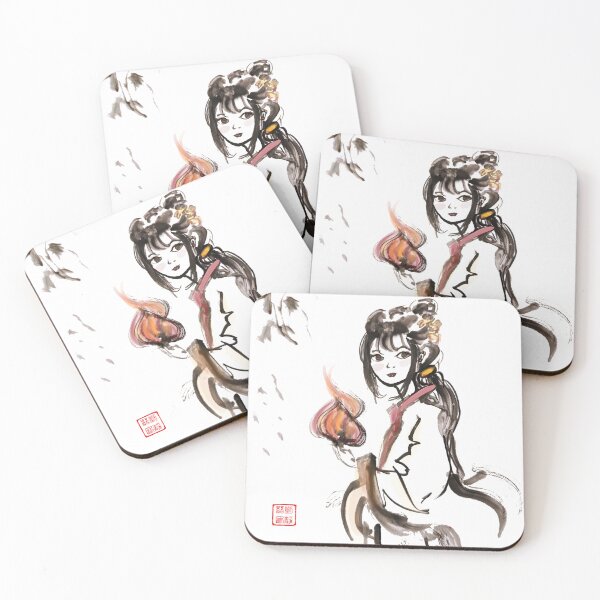 Item preview, Wizard Girl with Fireball Sumi-e designed and sold by joannahliu.