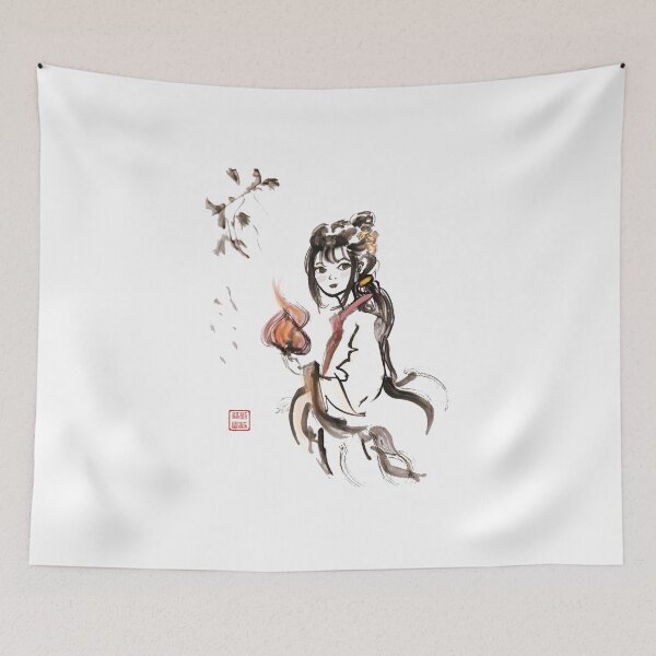 Item preview, Wizard Girl with Fireball Sumi-e designed and sold by joannahliu.