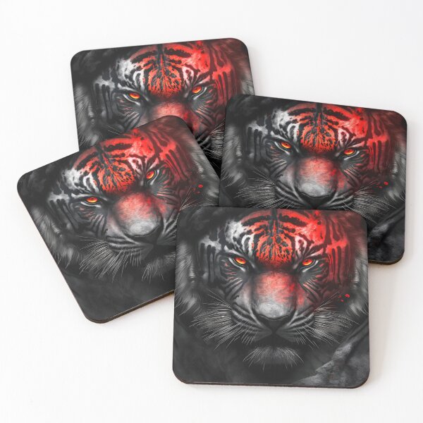 Item preview, Black wild angry tiger with red eyes designed and sold by Mk5studio.