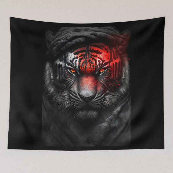 Item preview, Black wild angry tiger with red eyes designed and sold by Mk5studio.