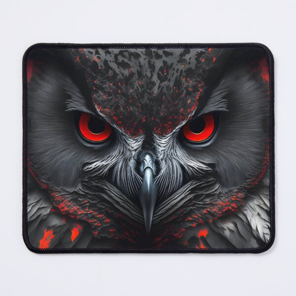 Item preview, Black wild angry owl with red eyes designed and sold by Mk5studio.