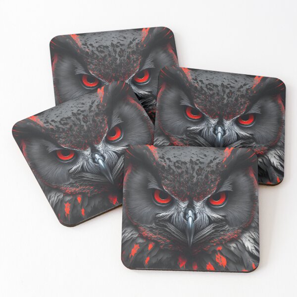 Item preview, Black wild angry owl with red eyes designed and sold by Mk5studio.