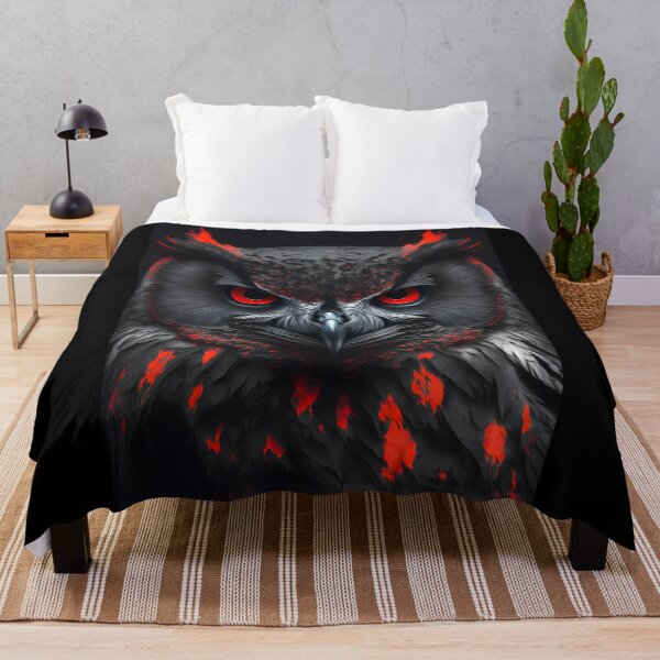 Item preview, Black wild angry owl with red eyes designed and sold by Mk5studio.