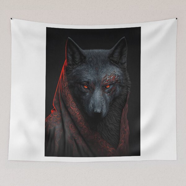 Item preview, Black wild angry wolf with red eyes designed and sold by Mk5studio.