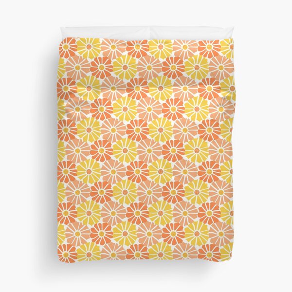 Floral Fantasia Abstract Retro Pattern - Soft Sunrise Duvet Cover