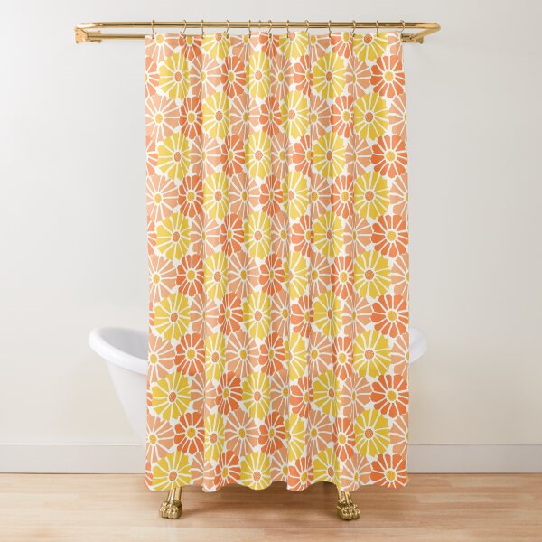 Floral Fantasia Abstract Retro Pattern - Soft Sunrise Shower Curtain