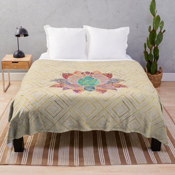 Item preview, Water & Gold paisley decorated lotus designed and sold by k9printart.