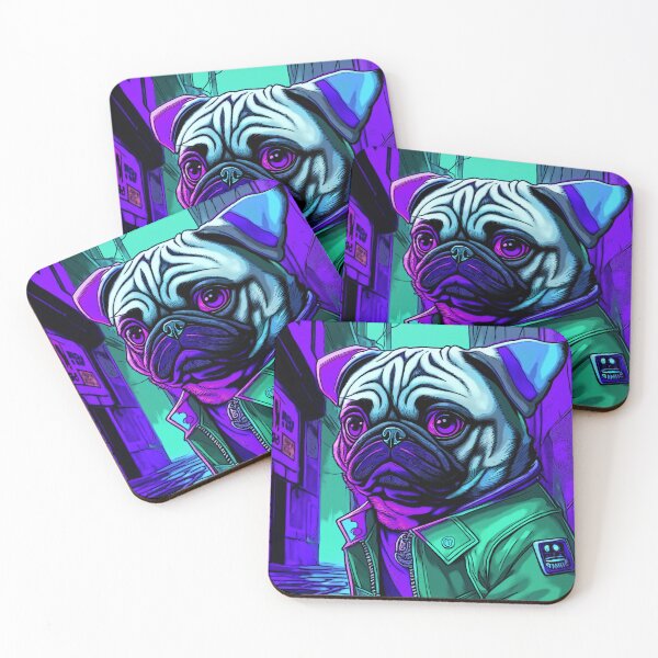 Item preview, Pug in Cyberpunk Alley designed and sold by RedBluffTraders.