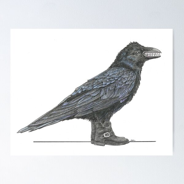 Item preview, Crow with False Teeth in Engineer Boots designed and sold by JimsBirds.