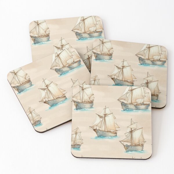 Item preview,  Vintage Ship Boat Sketch Alternate Design Pattern Print  designed and sold by randomtdesigns.
