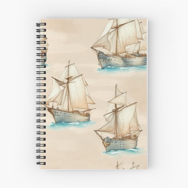 Item preview,  Vintage Ship Boat Sketch Alternate Design Pattern Print  designed and sold by randomtdesigns.