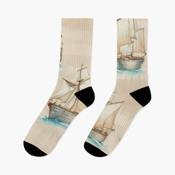 Item preview,  Vintage Ship Boat Sketch Alternate Design Pattern Print  designed and sold by randomtdesigns.