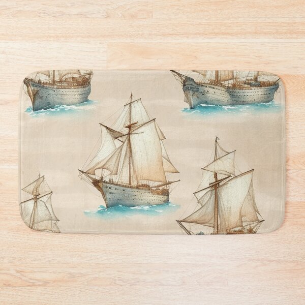 Item preview,  Vintage Ship Boat Sketch Alternate Design Pattern Print  designed and sold by randomtdesigns.