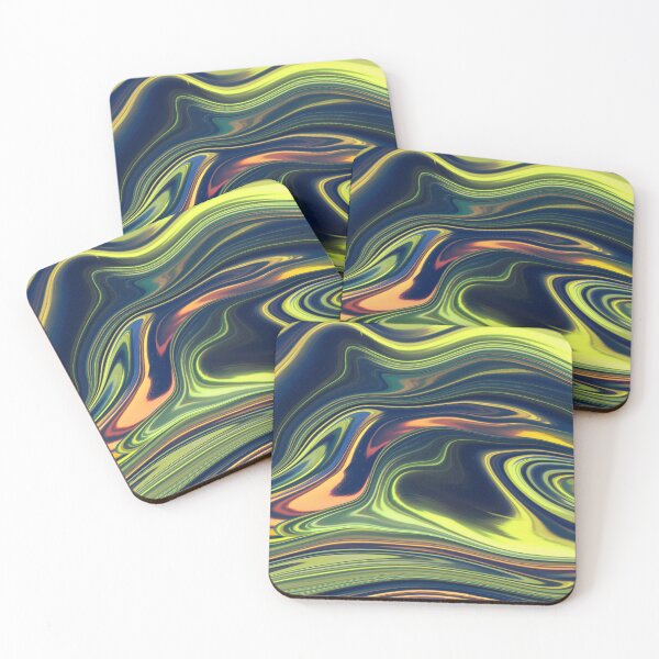 Item preview, Metallic green, blue and orange liquid paint marble pattern designed and sold by 1Celery.