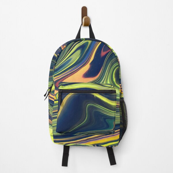 Item preview, Metallic green, blue and orange liquid paint marble pattern designed and sold by 1Celery.