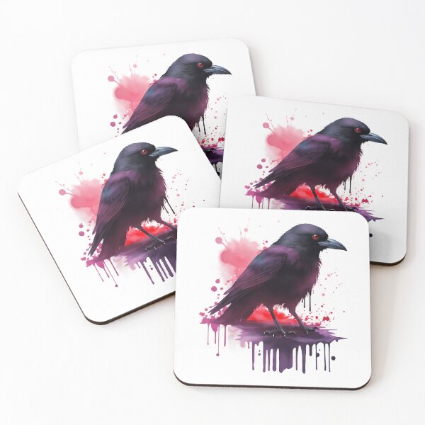 Item preview, Black raven in watercolor background designed and sold by DimHel2.