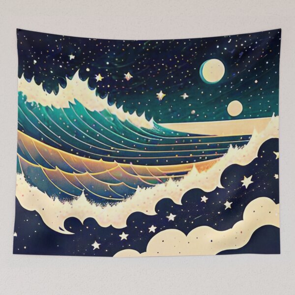 Item preview, Night Ocean with Stars designed and sold by ArtFactoryAI.