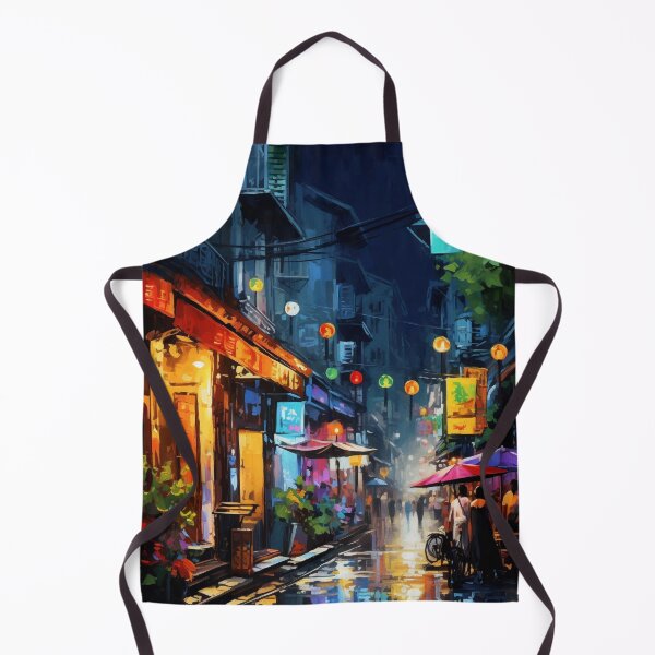 Item preview, Vibrant Night Scenes of Hanoi: Digital Painting capturing the Energy and Colors of Vietnam designed and sold by OdysseyArtworks.