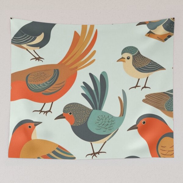 Item preview,  Vintage Bird Sketch Design Pattern Print  designed and sold by randomtdesigns.