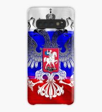 Flagge von Russland mit dem Wappen darüber gelegt Hülle & Klebefolie für Samsung Galaxy