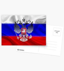 Flag of Russia with the coat of arms laid over it Postcards
