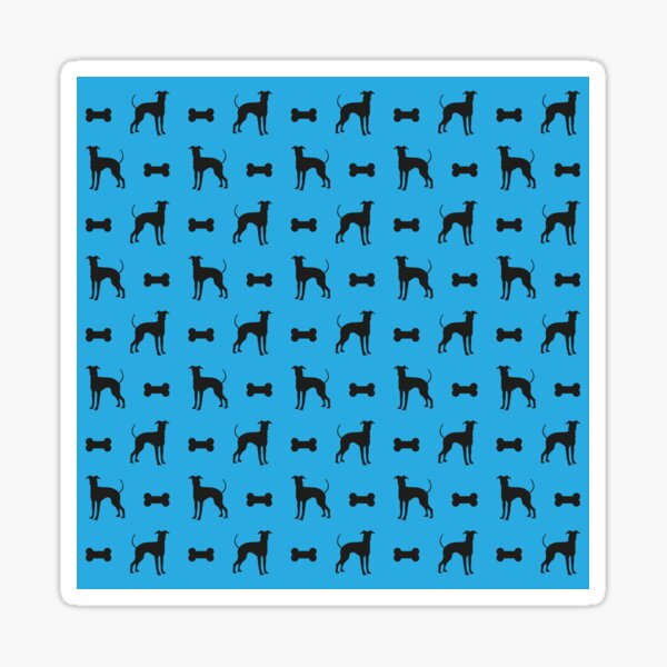 Dog and Bone - Lurcher - mini light blue Sticker