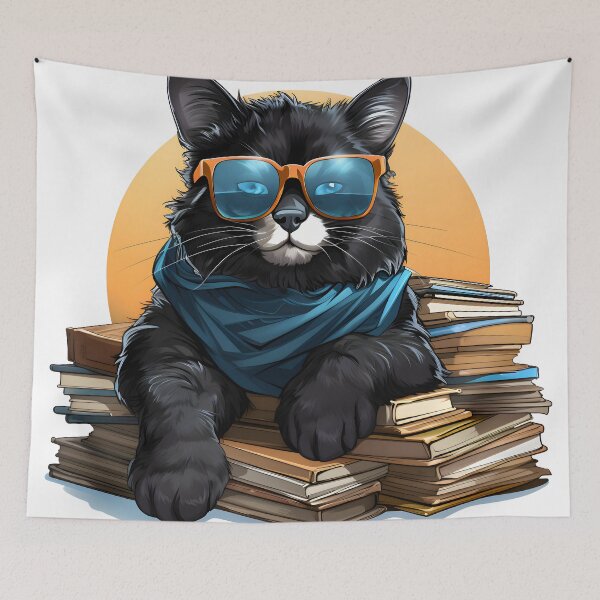 Item preview, Cat With Glasses Sitting On Books designed and sold by alacaz.