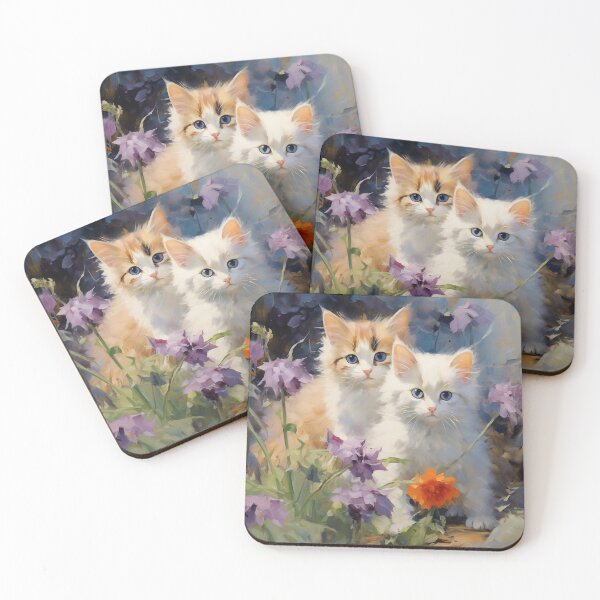 Item preview, Fluffy Kitten Friends designed and sold by blossomsnblooms.