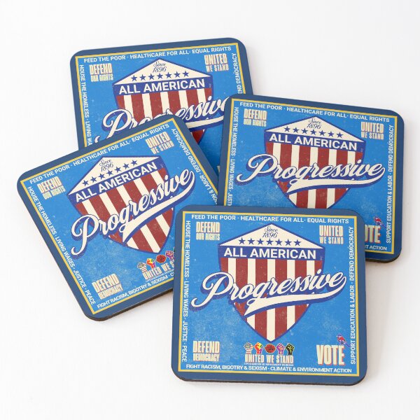 Item preview, PMD00987 Progressive Movement Designs vintage patriotic American flag All American Progressive design shows you support democracy progressive goals for Progressives Democrats Independents Liberals designed and sold by ProgressiveLeft.