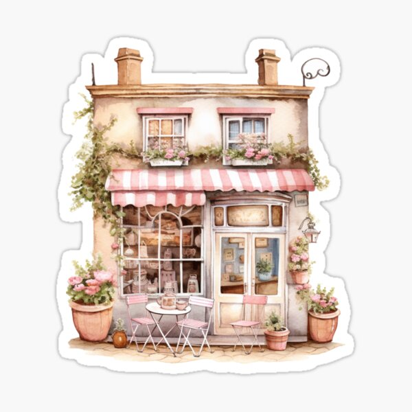 Item preview, Cute cafe watercolor illustration  designed and sold by Momandchloe0330.