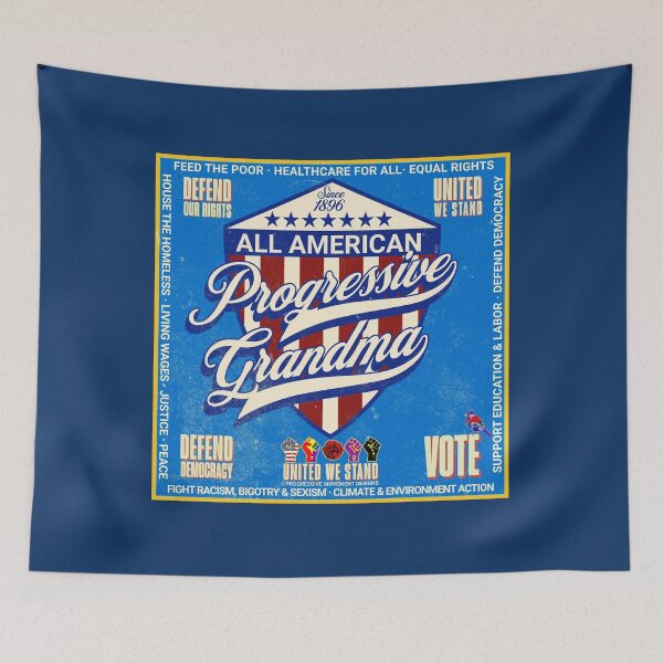 Item preview, PMD00989 Progressive Movement Designs vintage patriotic American flag All American Progressive Grandma design shows you support democracy progressive goals for Progressives Democrats Independents designed and sold by ProgressiveLeft.
