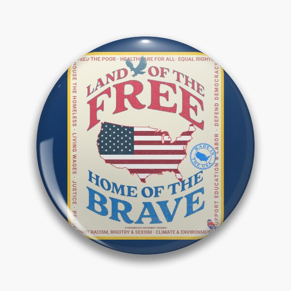 Item preview, PMD00990 Progressive Movement Designs Land of the Free Home of the Brave patriotic design shows you support democracy for Progressives Democrats Independents Liberals designed and sold by ProgressiveLeft.