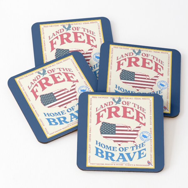 Item preview, PMD00990 Progressive Movement Designs Land of the Free Home of the Brave patriotic design shows you support democracy for Progressives Democrats Independents Liberals designed and sold by ProgressiveLeft.