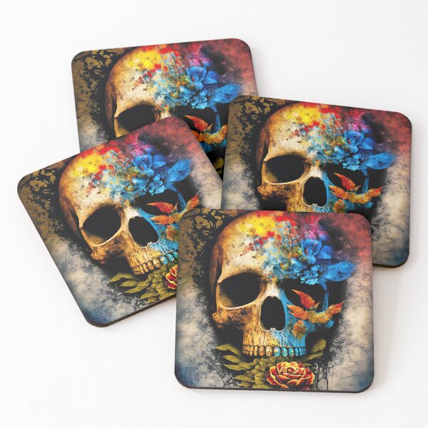Item preview, Skull with flowers designed and sold by Stroka-AI-Art.