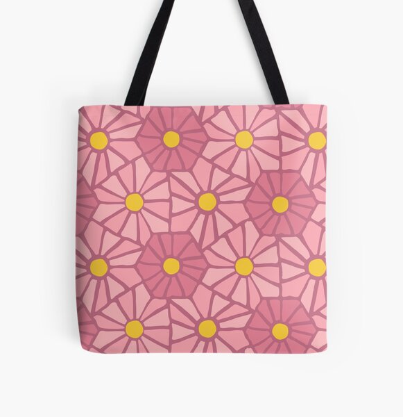Tessellated Flowers Pattern - Dark Rosette (micro) All Over Print Tote Bag