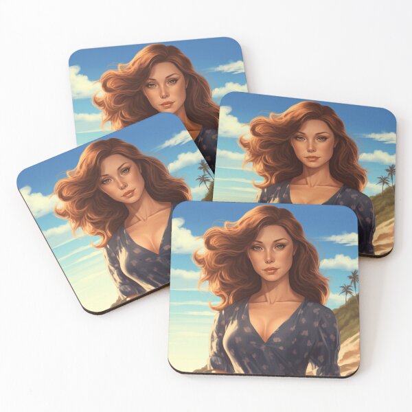 Item preview, A Vintage Pin Up Anime Girl at the Beach designed and sold by GoodOldVintage.