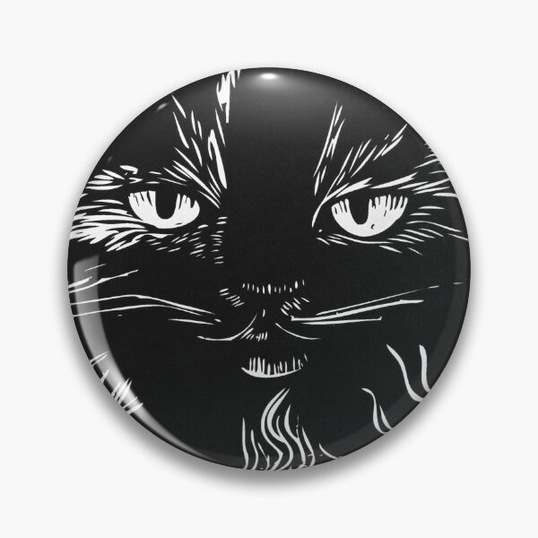 Item preview, Grumpy Black Cat, Block Print designed and sold by HelenDBVickers.