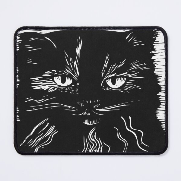 Item preview, Grumpy Black Cat, Block Print designed and sold by HelenDBVickers.