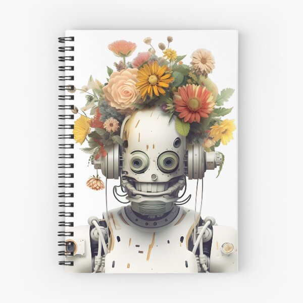 Item preview, Robot wearing floral crown.  designed and sold by McKinneyDigital.