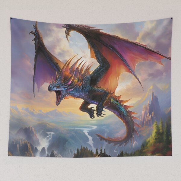 Item preview, Iridescent Scaled Dragon: Fantastic Art of a Mythical Creature in a Mountainous Landscape. designed and sold by InsaneLEDP.