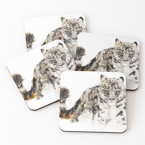 Item preview, Snow leopard watercolor designed and sold by MandalaSoul.