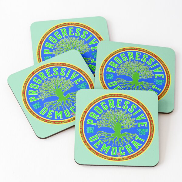 Item preview, PMD00999 Progressive Movement Designs Progressive Democrat vintage green tree design on blue shows you support democracy progressive goals for Progressives Democrats Liberals Environmentalists designed and sold by ProgressiveLeft.