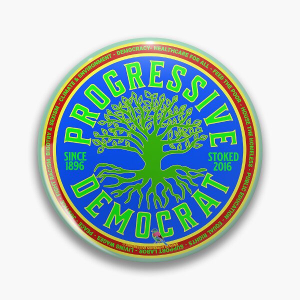 Item preview, PMD00999 Progressive Movement Designs Progressive Democrat vintage green tree design on blue shows you support democracy progressive goals for Progressives Democrats Liberals Environmentalists designed and sold by ProgressiveLeft.