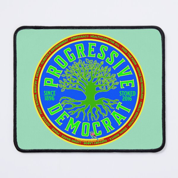 Item preview, PMD00999 Progressive Movement Designs Progressive Democrat vintage green tree design on blue shows you support democracy progressive goals for Progressives Democrats Liberals Environmentalists designed and sold by ProgressiveLeft.