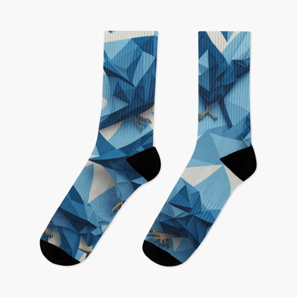Item preview, Blue Geometric Bird Sketch Design Pattern Print  designed and sold by randomtdesigns.