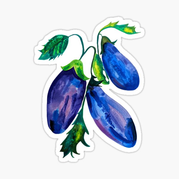 Watercolor Eggplant Art Sticker
