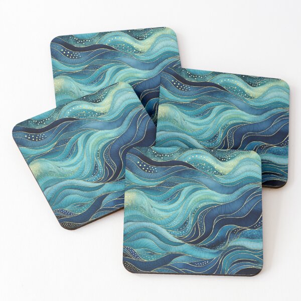Item preview, Waves in Turquoise, Blue, and Indigo designed and sold by MyMerryMary.