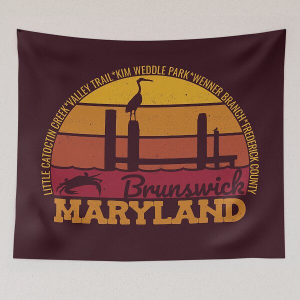 Item preview, Brunswick Maryland Sunset Retro Vintage Local Pride Logo designed and sold by CRHPOD20.